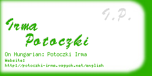 irma potoczki business card